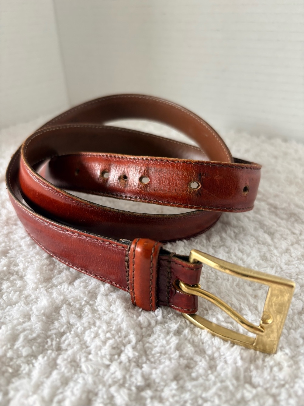 Dooney & Bourke Men's Brown Vintage Leather Belt with Brass Buckle Size 34